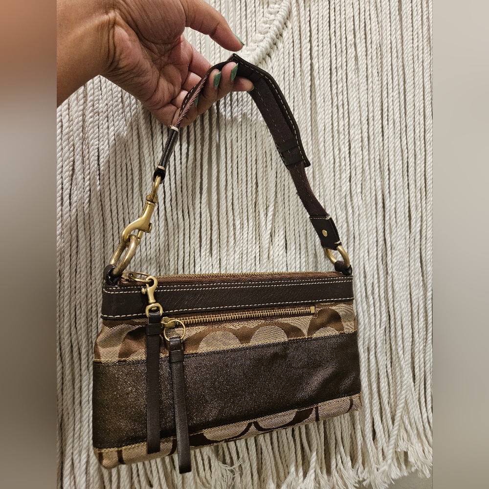 Coach Brown Signature Clutch/Mini Bag